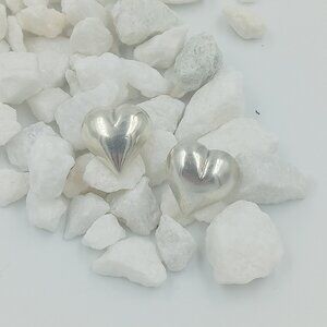 Vintage Sterling Silver Puff Heart Earrings